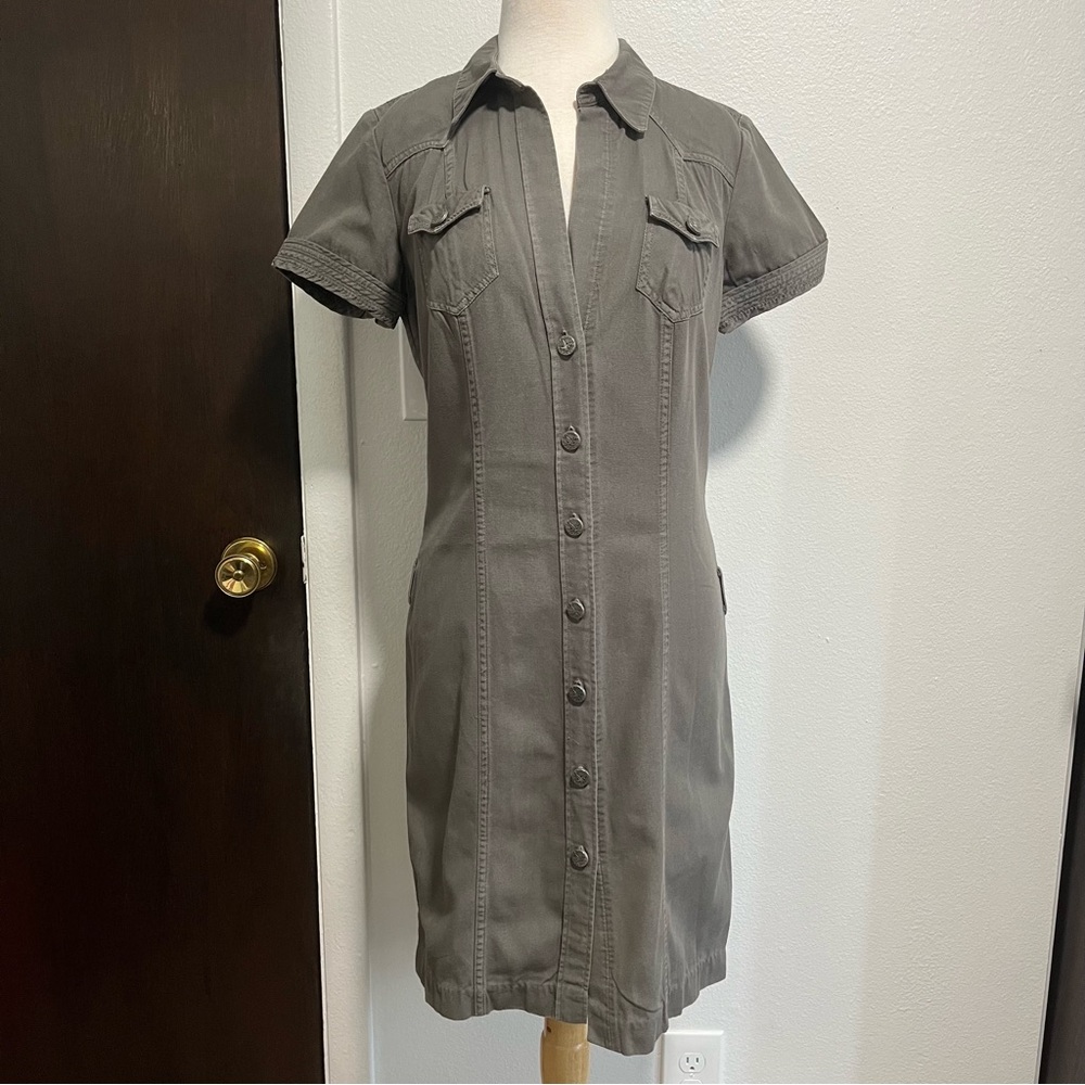 ZADIG & VOLTAIRE Women's Denim Button Down Dress Khaki Green Size 38 Medium